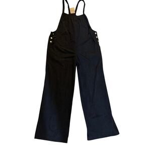 Ee:some black corduroy wide leg overall jumpsuit Size L NEW with tags